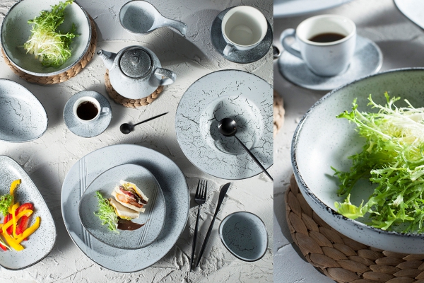 Zestaw porcelanowy w zielonym kolorze